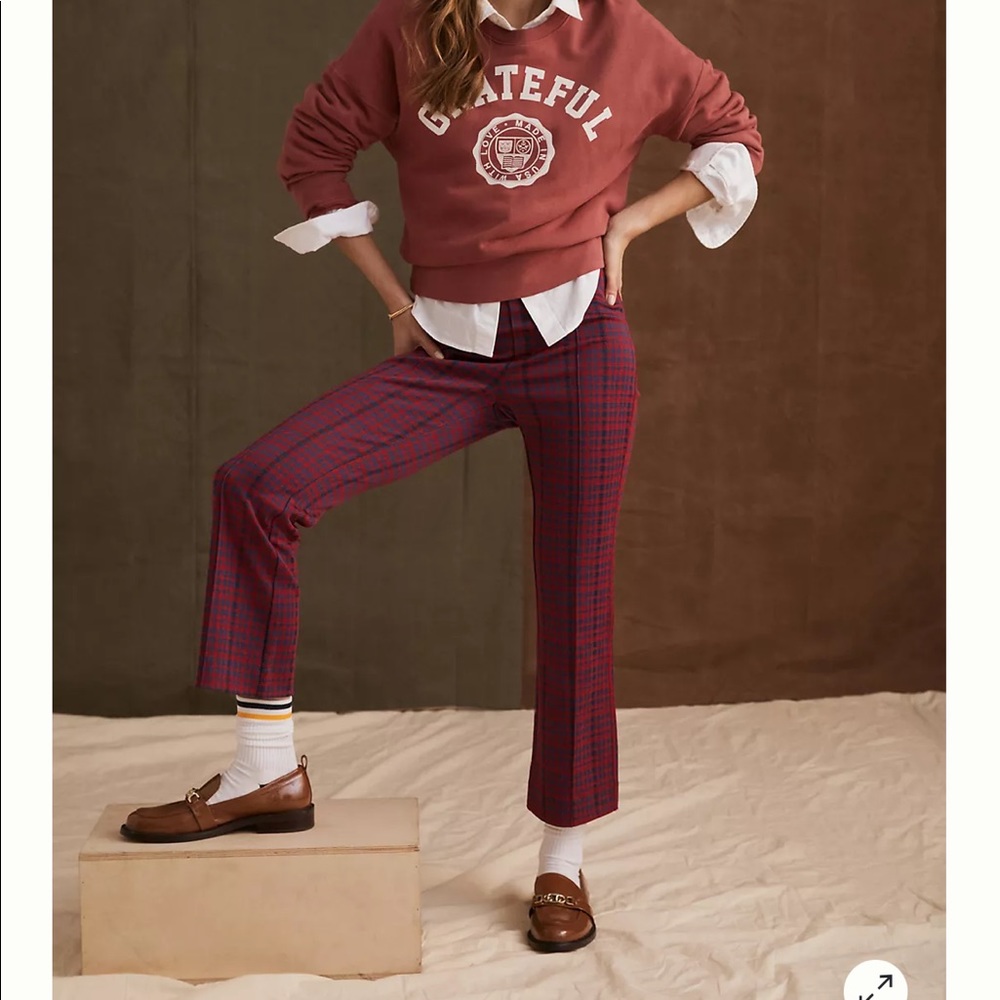 Anthropologie Maeve The Margot Kick Flare Pants EUC XL Plaid Pull on SOLD OUT!